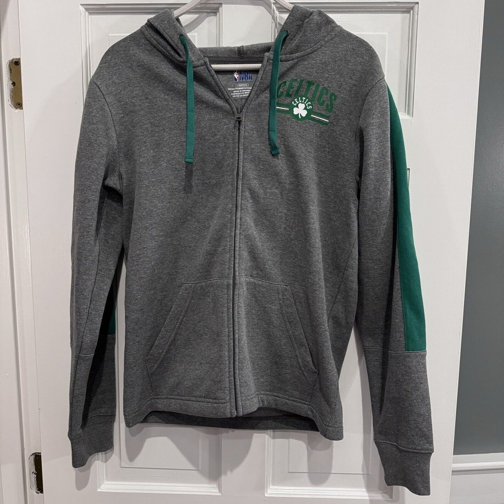 NBA Boston Celtics‎ Zip Up Hoodie Full Zip Up Sweatshirt Gray Size S Mens